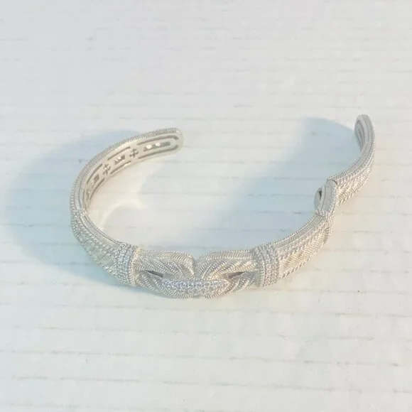 Vintage Judith Ripka Sterling Silver Cuff–Braided CZ Rope Design | 925 Thailand - Picture 9 of 14